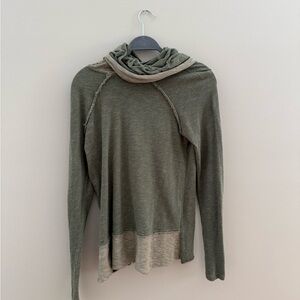 Green and Tan Long Sleeve Top